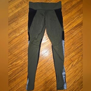 Olive Green and Black Mesh Leggings PINK Victoria's Secret Ultimate Size Small
